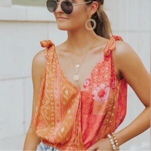 NWT Free People Tied To You Tank in Lemonade Combo - sz med